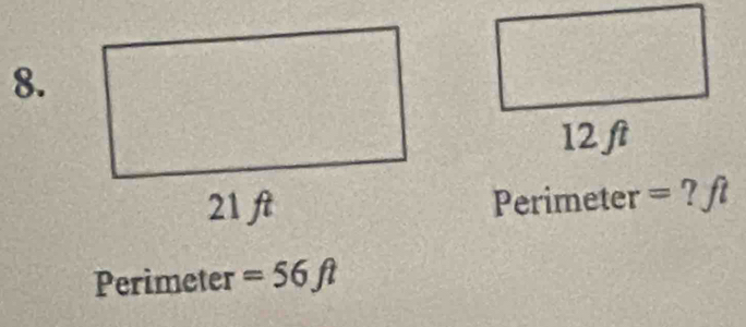 Perimeter = ? fl
Perimeter =56ft