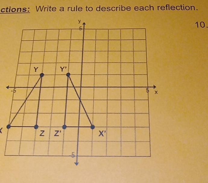 ctions: Write a rule to describe each reflection.
10.