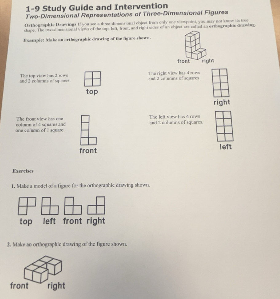 Solved: 1-9 Study Guide and Intervention Two-Dimensional ...