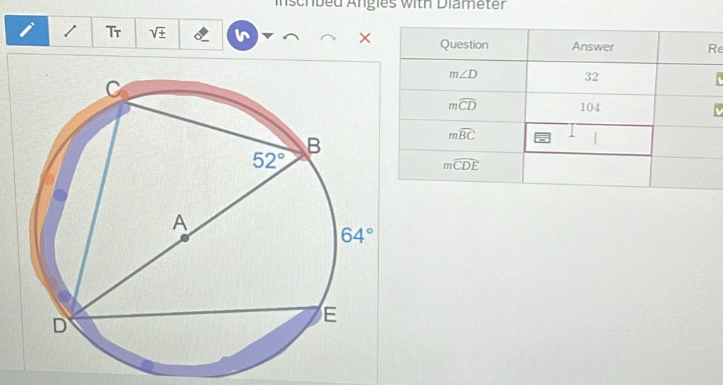 Inschbed Angies with Diameter
- 1 Tr sqrt(± )
×e