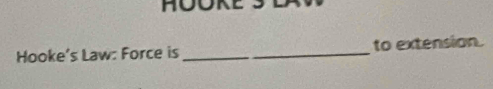 HOORE 
Hooke's Law: Force is_ to extension.