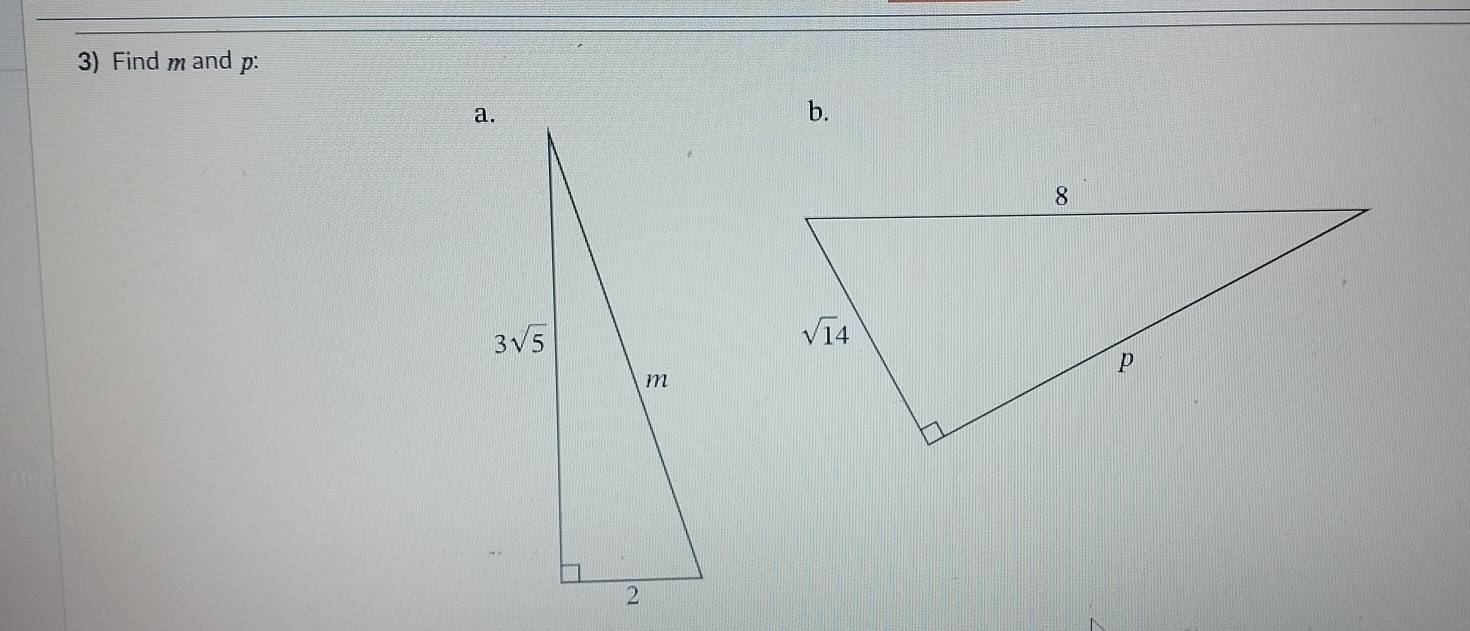 Find m and p:
a.
b.