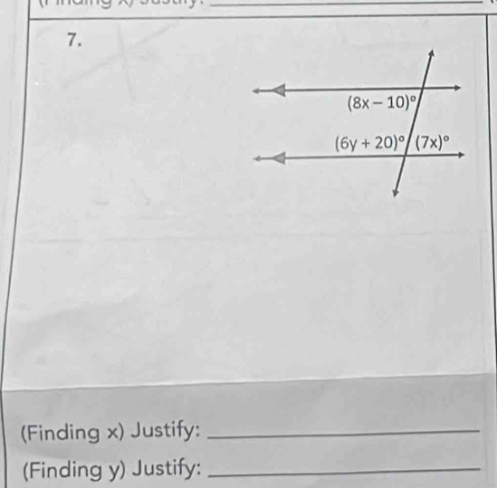 (Finding x) Justify:_
(Finding y) Justify:_