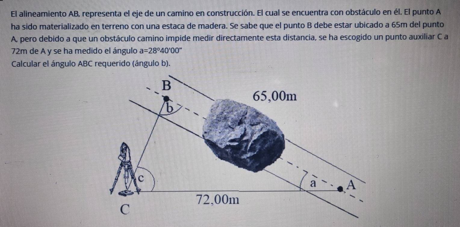 Solved: El alineamiento AB, representa el eje de un camino en ...