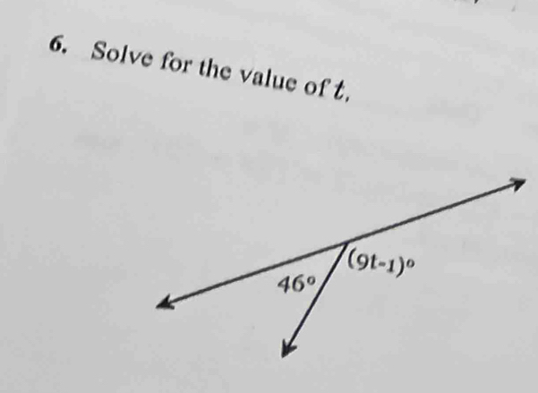 Solve for the value of t