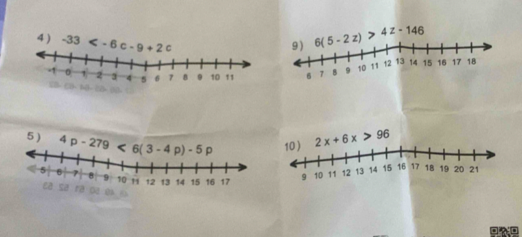 4 ) -33 4 z - 146
5 ) 10 ) 2x+6x>96