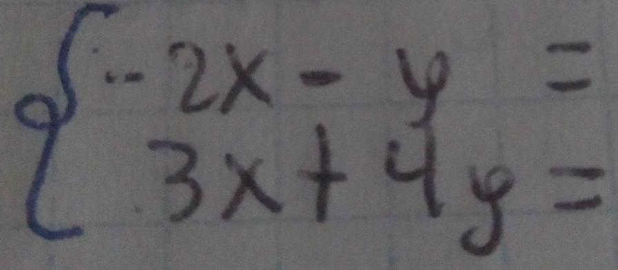 beginarrayl -2x-y= 3x+4y=endarray.