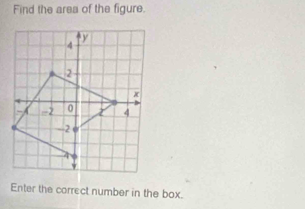 Find the area of the figure. 
Enter the correct number in the box.