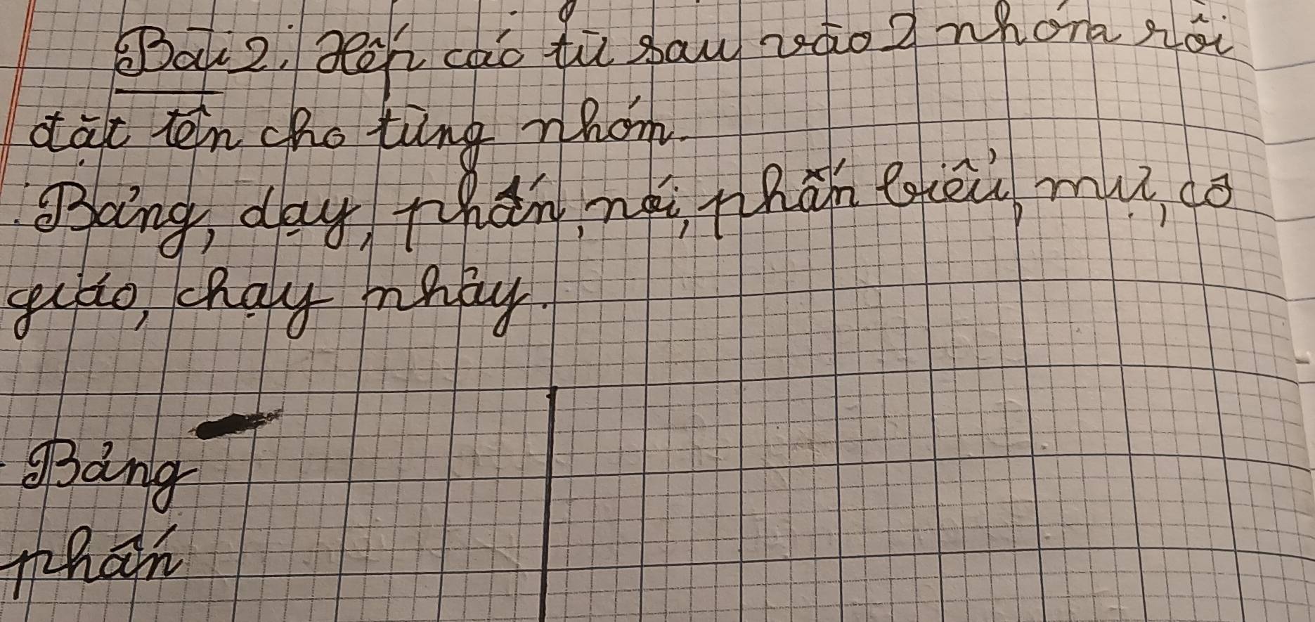 BBau2, zee cào tù baw zào nhork xái 
dat ten choting whom 
gong, day Thán nài thán hēu mu cā 
gudlo chay mhdy. 
Bang 
phan