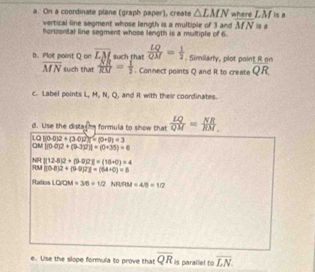 Solved: On a coordinate plane (graph paper), create LMN where LM is a ...