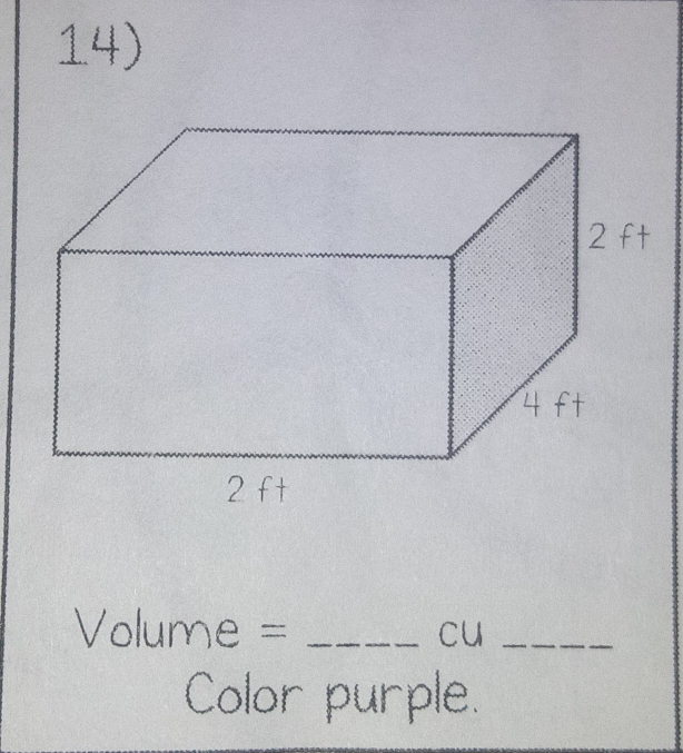 Volume = _cu_ 
Color purple.