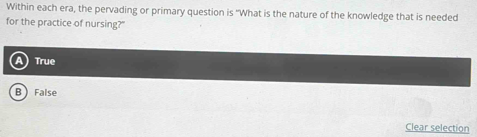 Solved: Within each era, the pervading or primary question is “What is ...