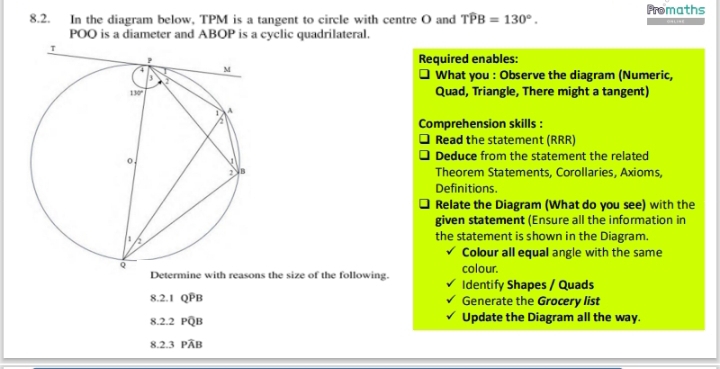 Solved: Promaths 8.2. In the diagram below, TPM is a tangent to circle ...