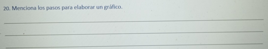 Menciona los pasos para elaborar un gráfico. 
_ 
_ 
_