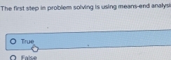 The first step in problem solving is using means-end analysi
True
False