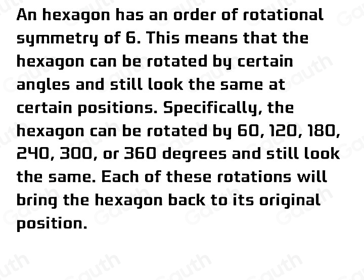Solved: The diagram below shows a regular hexagon. (a) Write down the ...