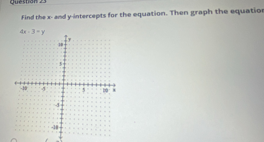 Find the x- and y-intercepts for the equation. Then graph the equatior