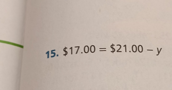 $17.00=$21.00-y