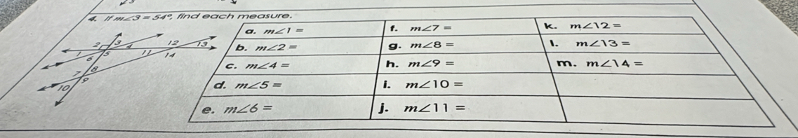 m∠ 3=54°