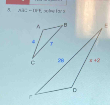 ABCsim DFE , solve for x