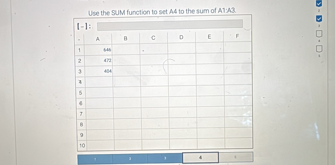 of A1:A3. 
1 2
3 4 5