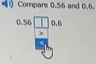 Compare 0.56 and 0.6.