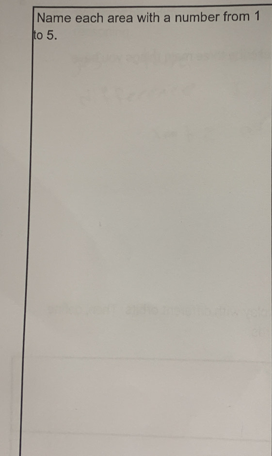 Name each area with a number from 1
to 5.