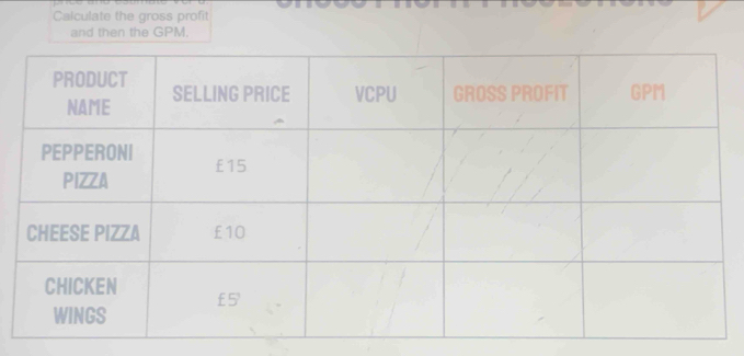 Calculate the gross profit 
and then the GPM.