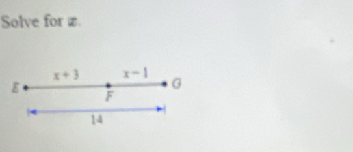 Solve for æ.
x+3 x-1
E
G
F
14