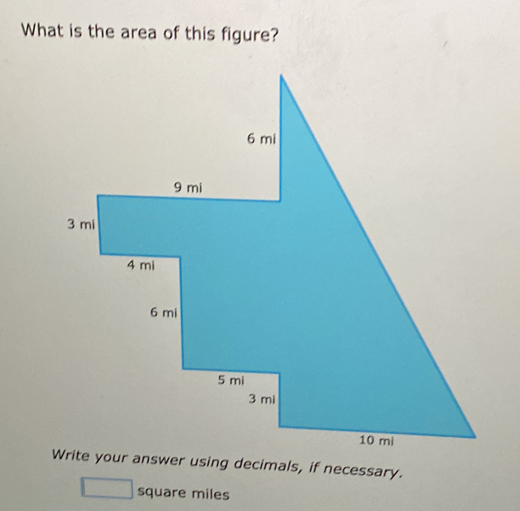 What is the area of this figure? 
Write your answer using decimals, if necessary.
square miles