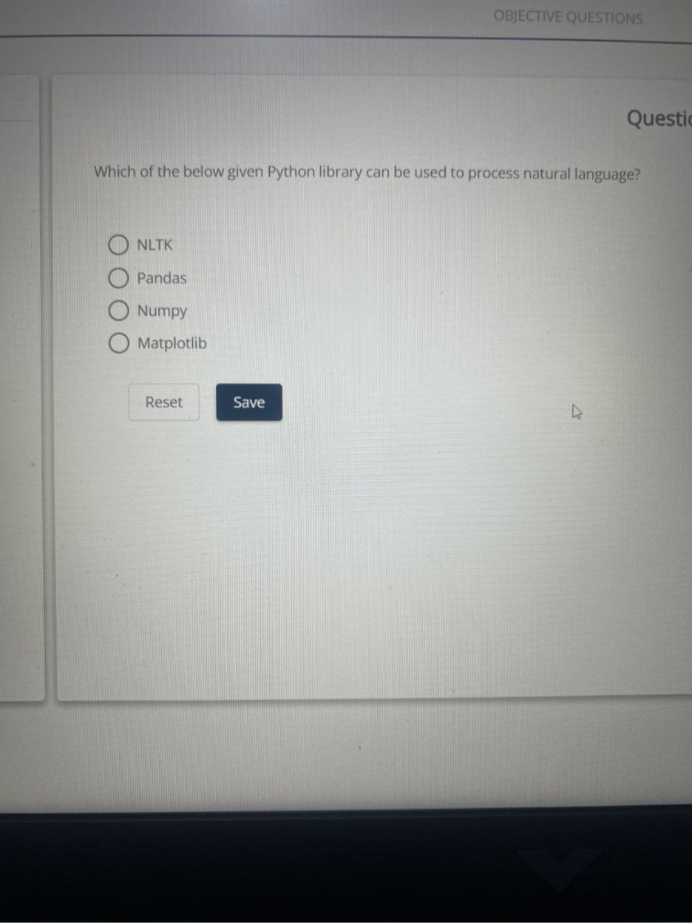 Solved: OBJECTIVE QUESTIONS Questi Which of the below given Python ...