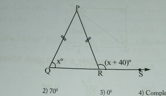 70° 3) 0° 4) Compl