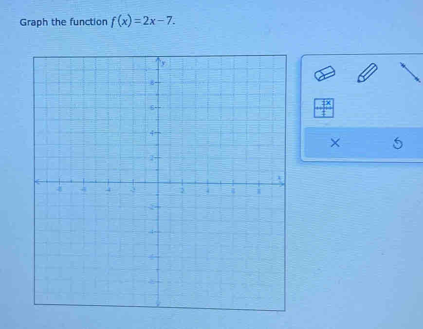 Graph the function f(x)=2x-7. 
×