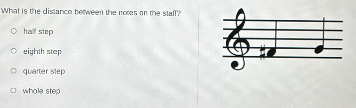 Solved: What is the distance between the notes on the staff? half step ...