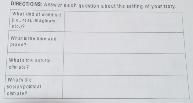 DIRECTIONS: Answer each question