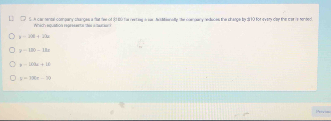 Solved: A car rental company charges a flat fee of $100 for renting a ...