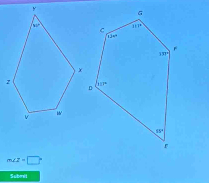m∠ Z=□°
Submit