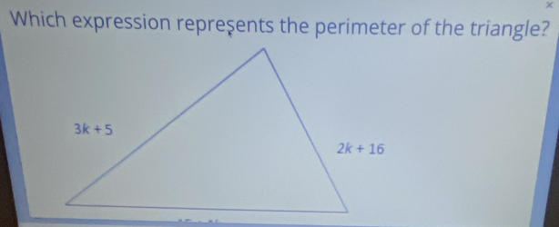 Which expression repreşents the perimeter of the triangle?