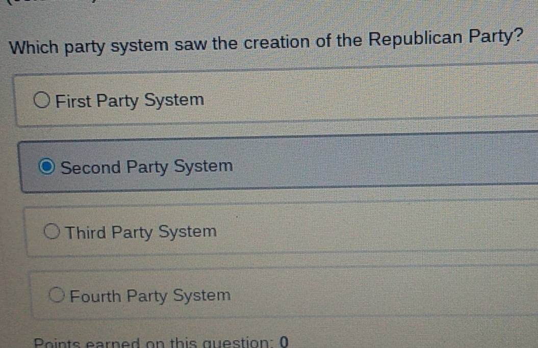Solved: Which party system saw the creation of the Republican Party ...