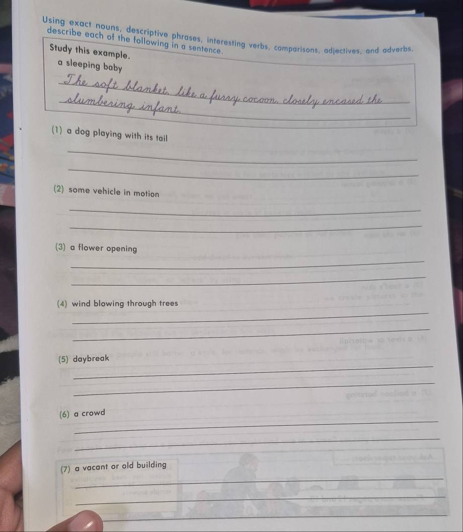 Solved: Using exact nouns, descriptive phrases, interesting verbs,  comparisons, adjectives, and ad [Others]