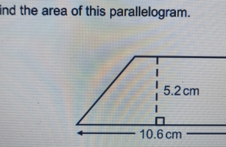 ind the area of this parallelogram.