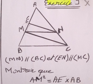 Monkzer que
AM^2=AE* AB