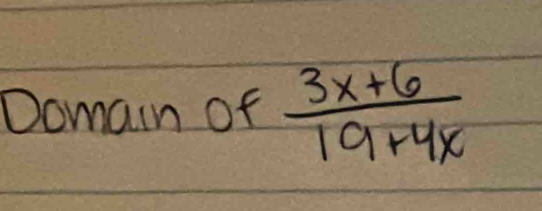 Domain of  (3x+6)/19+4x 