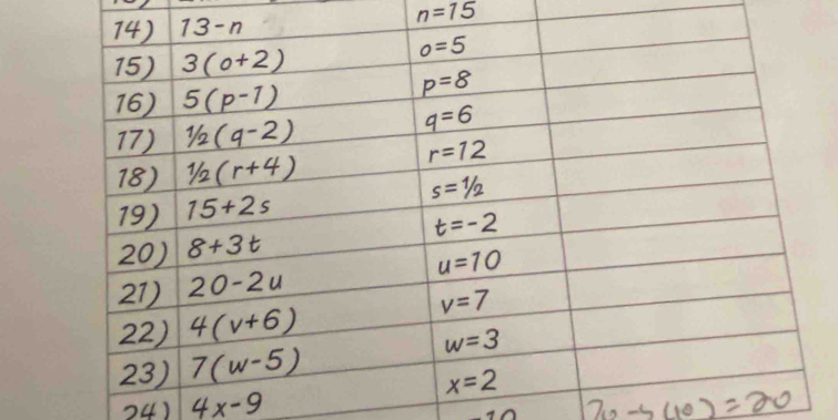 n=15
24) 4x-9
