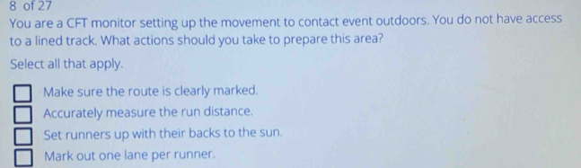 Solved: of 27 You are a CFT monitor setting up the movement to contact ...