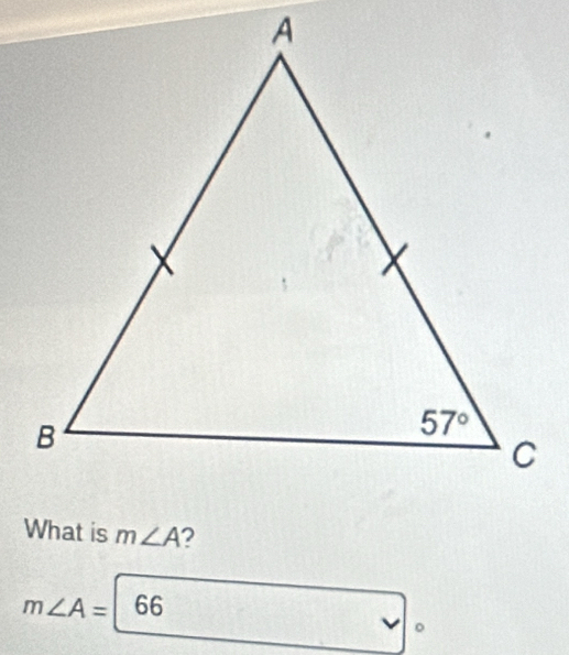 m∠ A
m∠ A=66 。