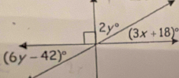 (3x+18)^circ 
(6y-42)^circ 