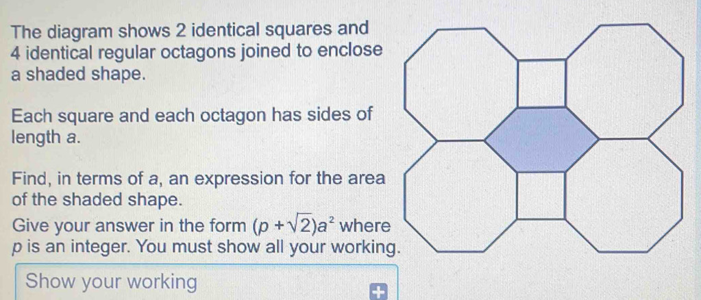 Solved: The diagram shows 2 identical squares and 4 identical regular ...
