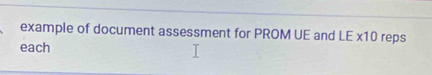 Solved: example of document assessment for PROM UE and LE * 10 reps ...