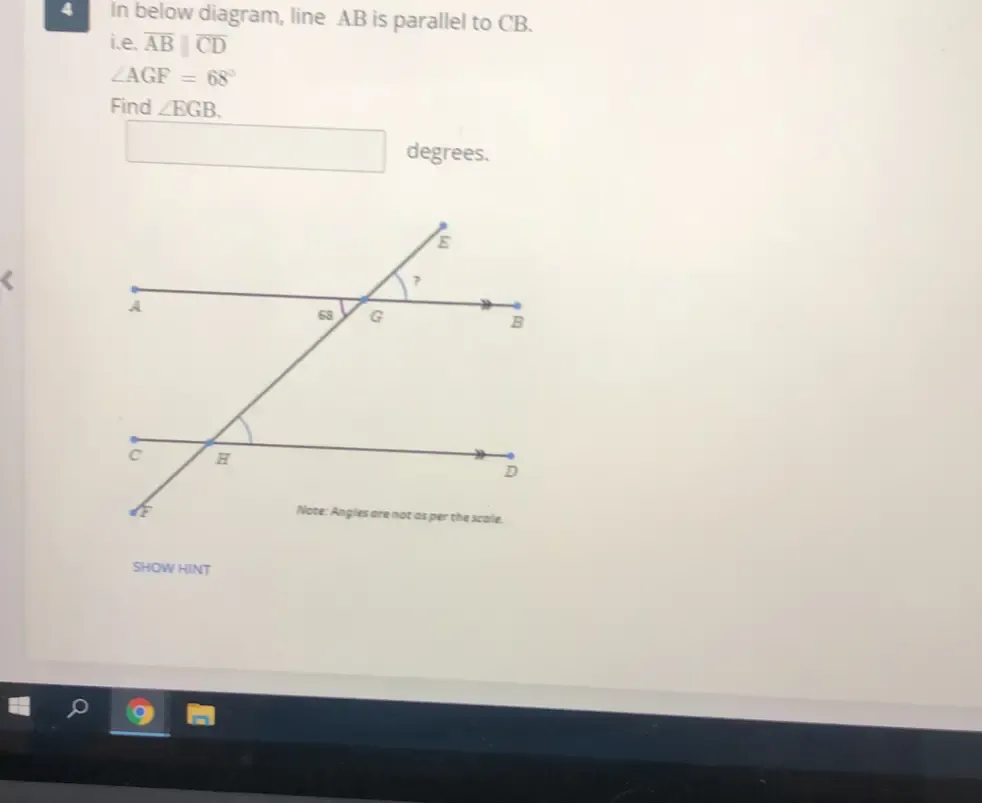 Solved: In below diagram, line AB is parallel to CB. i.e. overline AB ...